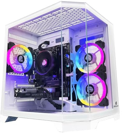 NitroPC - PC Gaming Avanzado Silver (AMD Ryzen 5 5500 3.6 GHz, RTX 3050 6GB, RAM 16GB, M.2 1TB, Windows 11 Pro, WiFi) Ordenador de sobremesa, PC Gamer (Blanco)