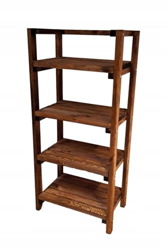 HolzGarden Holzregal Stehend 56x120x35 cm Schwerlastregal bis 100 kg Standregale Imprägniert Kiefer Holz Kellerregal Ablagengarage Küchenregal Farbe Teak
