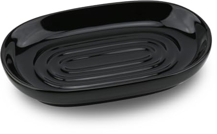 YoHyien Porte Savon Céramique Antidérapant, Porte Savon Marbre pour Salle de Bain, Support Savon Solide pour Cuisine, Baignoire, Évier et Douche (Noir)