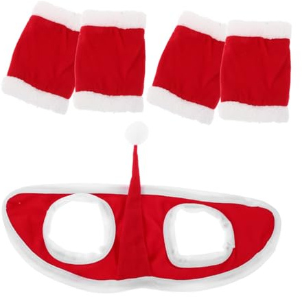 Hohopeti Costume de Cheval de Noël 1 Set en Velours Rouge Facile à Nettoyer Bonnet et Bottes D'entraînement Confortables Système de Boucle pour Fête
