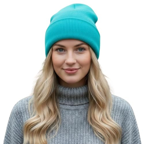 STAR FASHION Plain Winter Beanie Hat Warm Thick Knit Acrylic Beanie for Women Men Soft Stretchy Plain Winter Hat Acrylic Knitwear