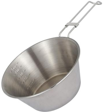 Veemoon Bol de Camping 550 Ml en Acier Inoxydable 304 avec Poignée Pliable, Bol Portable Grand Format pour Barbecue et Randonnée en Plein Air, Vaisselle Résistante la Corrosion, Usage