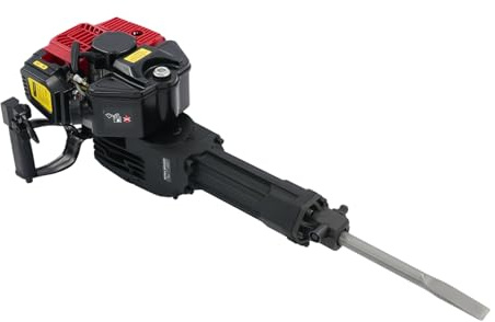 Benzin Abbruchhammer, 1900W Benzin Betonbrecher 20-55J, 2 Takt 52cc Stemmhammer mit Spitz- und Flachmeißel 6500RPM für Hochbau Straßenbau