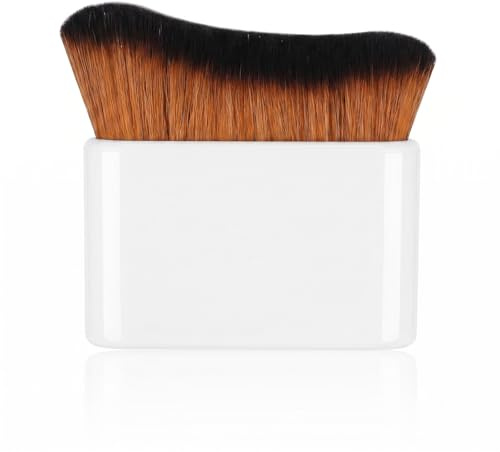 Vågformad foundationpensel, mjuka täta syntetiska borst för foundation, vit färg, för flytande foundation bronzer kontur ansikte makeup kropp