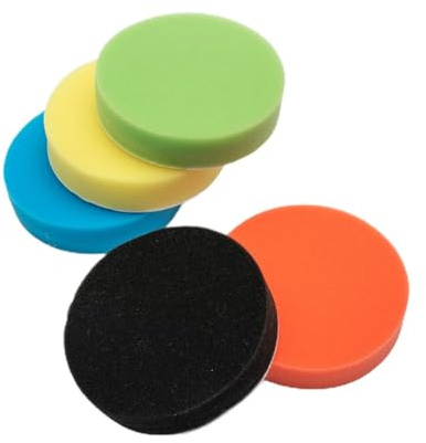LatoYard 5 Pollici Spugna Piatta Lucidatura Pad 125mm 5pcs Kit di Lucidatura Auto Vetro Acciaio Inox Vetroresina Mobili Cura Verde Blu per Arancione per Nero Giallo