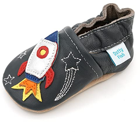 Dotty Fish Chaussons Bébé Enfant Daim Doublure Polaire Antidérapants | Sensation pieds nus, Semelle souple, Léger, Flexible, Large espace pour les orteils