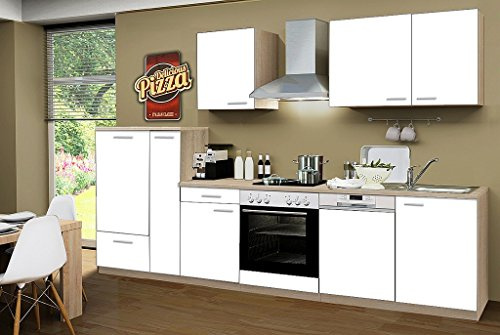 idealShopping GmbH Küchenblock ohne Elektrogeräte Classic 310 cm in weiß matt (Geschirrspüler geeignet)