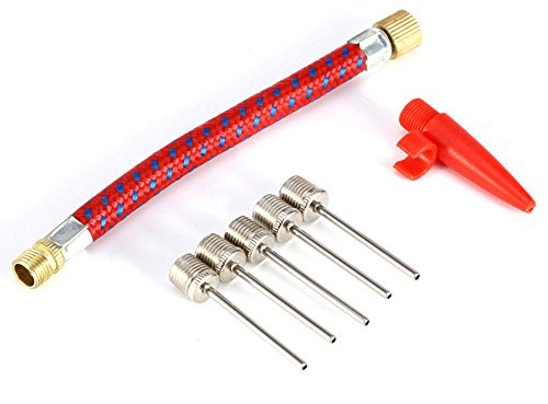 Dilwe Ball und Fahrrad Pumpe Nadel Inflator Adapter Set, 7 Stücke Tragbar Luft Nadel Ball Aufblasbare Pumpe mit Flexiblen Luftschlauch für Fußball Basketball Fahrrad