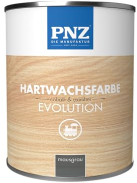 PNZ Hartwachsfarbe evolution für Innen | Nachhaltig hergestellt mit regionalen Rohstoffen | besonders strapazierfähig | Arbeitsplatten, Holzmöbel, Holz-Boden, Gebinde:0.75L, Farbe:mausgrau