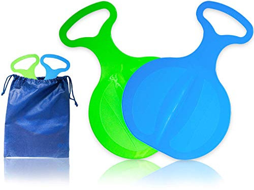 PROSPERPLAST®️ 2er Set Premium Poporutscher für Kinder inkl. praktischer Tragetasche | Extra stabil | Schneerutscher Bob zum Rodeln
