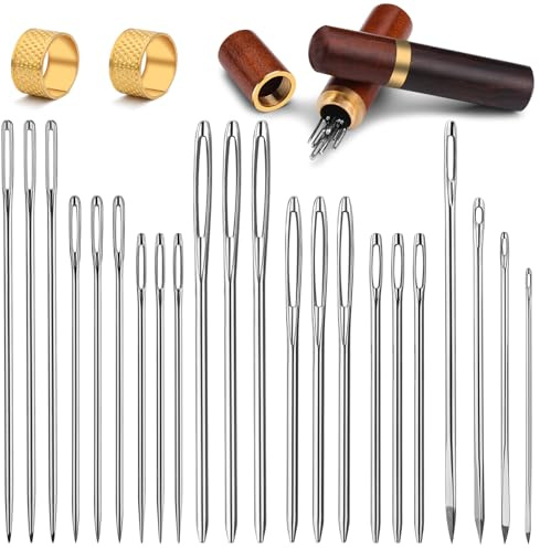 Ramlur 26 Pcs Large Eye Sewing Needles Leather Needle