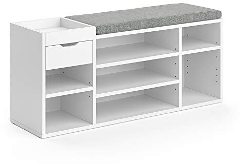 Vicco Schuhbank Eleon, Sitzbank mit Stauraum, Weiß, 101 x 45 cm