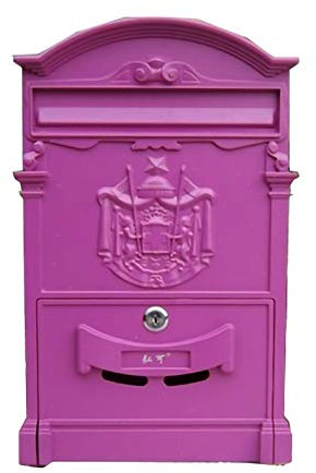 FYZS Outdoor Mailbox Retro Vintage europäische Aluminium-Wandmontierte Mailbox Postfach Sichere Briefkasten außerhalb Postfächer, lila (Color : Purple)