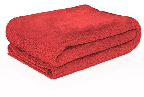 INTIRILIFE weiche Kuscheldecke 200 x 150 cm in Glut ROT - Flauschig warme Decke als Couchdecke Wohndecke Fleecedecke Indoor Outdoor