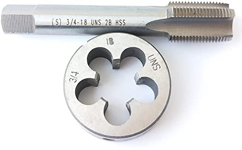 HUAZHICHUN 1 Stück 3/4-18 UNS Gewindebohrer + 1 Stück 3/4-18 UNS Schneideisen HSS Gewindebohrer und Schneideisen Set Made in China Rechtshänder