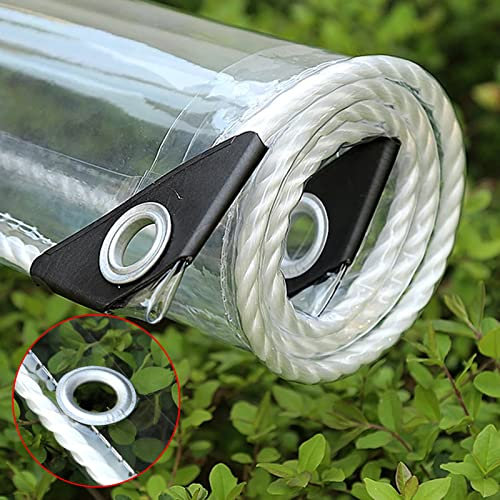 Lona Transparente Impermeables, Toldo Lona Exterior Protector con Ojales, PVC 0.35mm Lona Anticongelante, Prueba De Polvo, Cobertizo para Muebles, Jardín, Piscina,Clear-2.5x5m