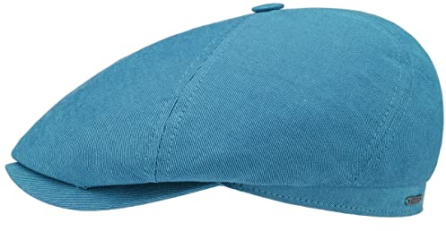 Stetson Classic Twill Flatcap Unifarbene Lässige Schiebermütze Atmungsaktive Baumwoll Leinen Made in EU Herren Vierjahreszeiten Petrol L (58-59 cm)