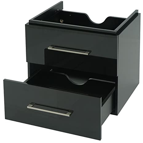 Mendler Premium Waschbeckenunterschrank HWC-D16 Hochglanz 60cm - schwarz | Waschtischunterschrank, Waschtisch, Badmöbel