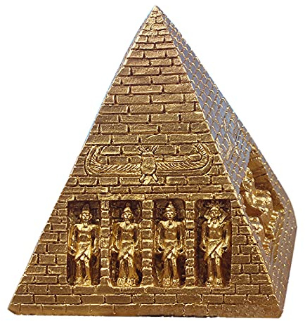 Kocris Casa Pyramidenstatuen, Reptilien, kleine Pharaonenfigur, Skulptur, goldfarben, Aquarium, Terrarium, Dekoration, Ornament, Schildkröte, Eidechse, ägyptische Dekoration