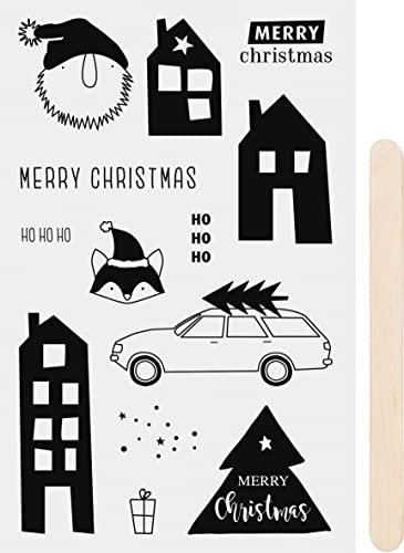 Heyda Rubbel-Sticker Xmas, schwarz 1 Bogen