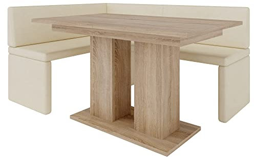 FURNISTAR Eckbank Akiko mit Tisch - Eckbankgruppe für Ihrem Esszimmer, Küche modern, Sitzecke, Essecke. Perfekt für Küche, Büro und Rezeption. Solide und Starke Verarbeitung (Soft 18, 196x142 rechts)