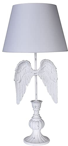 Tischlampe Engelsflügel Weiss Lampe 65cm ohne Leuchtmittel Shabby Chic Leuchte Flügel Engel cw615 Palazzo Exklusiv