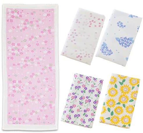 NOREN Japanisches Handtuch Senshu (Osaka), Handtuch, japanische Blume, 5 Set/hergestellt in Japan, 100 % Baumwolle