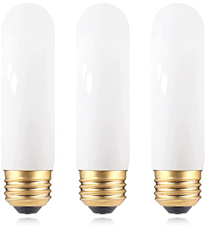 40W Equivalent Milky T10 LED Bulb, Deep Frosted Dimmable T30 Invisible Filament Edison Light Bulb, Soft Warm 2700K, 4 Watt E26 Standard Base Tubular LED Bulbs for Chandelier Piano Cabinet Lamp, 3 Pack