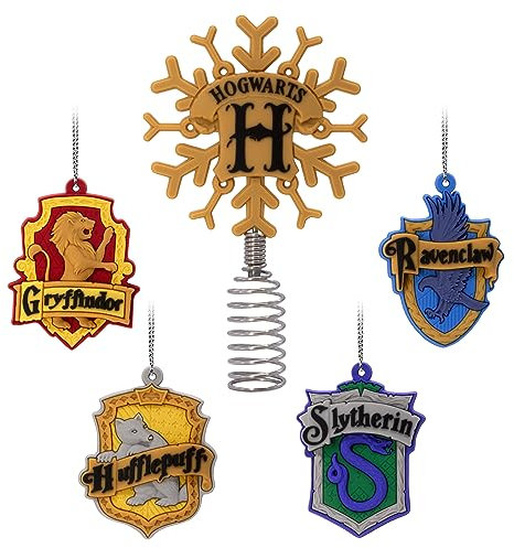 Hallmark Harry Potter 5 Miniature Christmas Tree Topper and 1.89 Mini Ornaments, Set of 5, Shatterproof