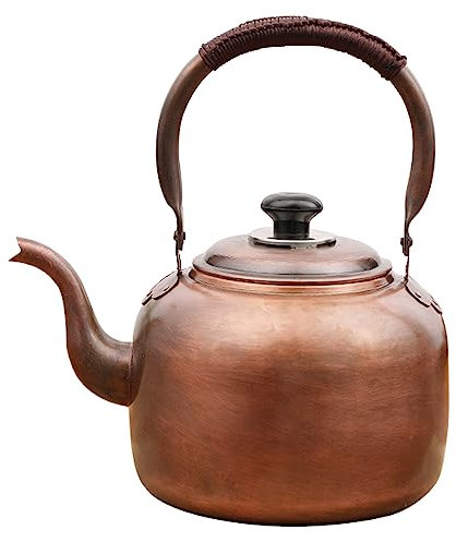 Bouilloire Sifflante,Théière en Cuivre Martelé,Eau Bouillante Sifflante, Poignée Anti-Brûlure,Convient Aux Plaques à Induction,Aux Feux Ouverts et Autres Sources de Chaleur,3L/5L (Smooth,3L)