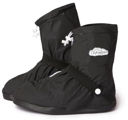 DryKeepers Waterproof Shoe Covers Non Slip Reusable Rain Shoe Protectors Ideal for Outdoor Walking Cycling Hiking Festival Motorcycling etc (SIZE M)