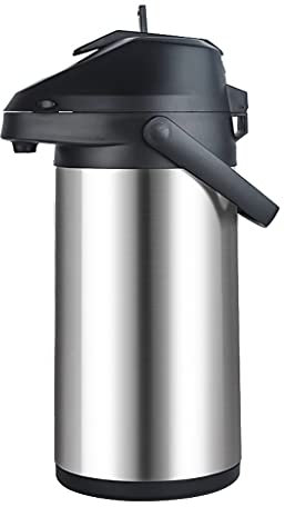 MEHWSUR Kaffeekanne, 3/4 l, isoliert, Pumpfunktion, Airpot, Edelstahl, Vakuum-Thermo-Getränkespender, Airpot, Thermo-Thermoskanne, Kaffeespender mit Pumpe (Color : Silver, Size : 3L)