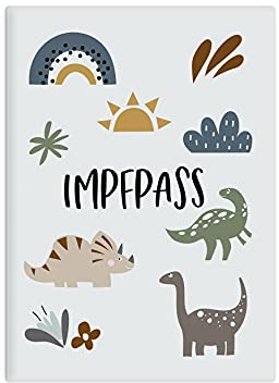 HIMMEL.HERZ.PAPIER® Impfpass Hülle 137 mm HÖHE (BITTE MESSE DEINEN IMPFPASS, Impfpässe sind nicht genormt!) Impfausweis Schutzhülle für Kinder und Erwachsene - Impfpasshülle Impfpassausweis - Dinos