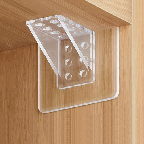 Bebochoi Self Adhesive Shelf Brackets, 16 Pieces Clear Self Adhesive Shelf Brackets, No Punch for Cabinets, Kitchen, Bookcase, Bathroom - Ideal for Partition Walls, Shelves and Shelves