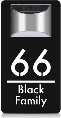 Personliga moderna dörrplakat husnummer för utomhus upplysta 3D LED-upplysta husnummer lägenhetsnummer platta anpassade solupplysta adressskyltar för gård (20 x 32 cm, svart vit)