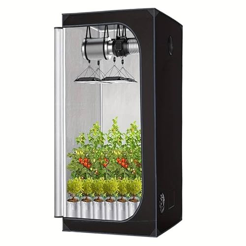 Serafin Grow Box 60×60×120 cm | Hochreflektierendes Mylar-Wachstumszelt für Indoor-Pflanzen | Lichtdichtes Grow-Zelt mit stabilem Stahlrahmen & Abnehmbarer Bodenwanne | Schwarz
