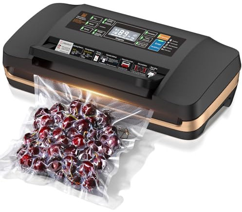 95kpa Commercial Vacuum Sealer Machine,Full Automatic Food Sealer, With 10-in-1 Functions,Easy-Lock Handle, Double Heat Seal,Vacuum sealer for food With Bags Storage, Built-in Cutter,Progress Display