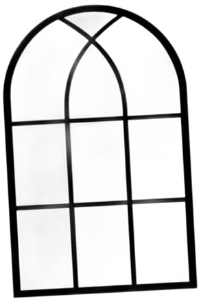 JISADER Espejo Decorativo de Pared, Espejo de Panel de Ventana arqueado, decoración de Pared, Arco, Espejo de Pared de Granja para Chimenea, Pasillo, Negro