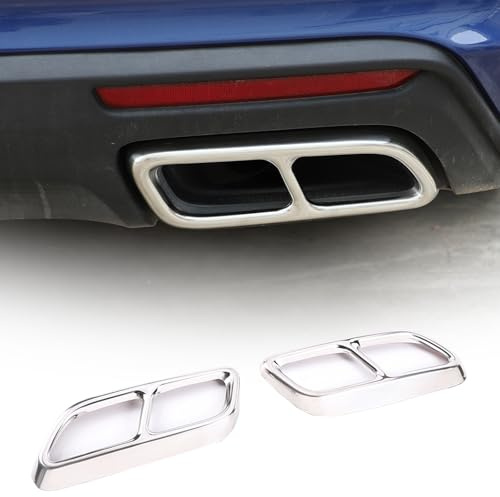 Tail Throat Exhaust Outputs Frame Cover Compatible with 2020-2023 Cadillac CT4/CT5, 2023-2024 Cadillac CT6,Stainless Steel Rear Bumper Cylinder Exhaust Pipe Cover Car Exterior Accessories (Sliver)
