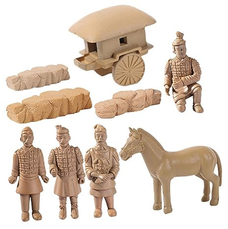 MUSISALY Retro Terrakotta-Krieger Figurine Set Vintage Terrakotta Armee Dekoration Mit Mini Desktop Skulpturen Retro Pferdestatuen Tischdeko Für Sammler Und Wohnraum