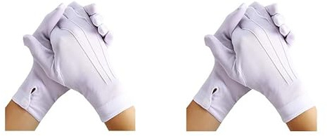 2 Pairs Weiße genähte Handschuhe für formelle Smokings，Nylon Dünne Handschuhe, Handschuhe Kostüm mit Ziernähten，Schmuck-Inspektion，Weihnachten, Karneval, Halloween, Fasching, Verkleidung, Theater