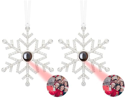 Individuelle Foto-Ornament für Weihnachtsbaum, Hängender Schneeflocken-Projektionsanhänger mit Bild innen, Personalisierte Deko mit Foto, Anpassbarer Weihnachtsschmuck für Party