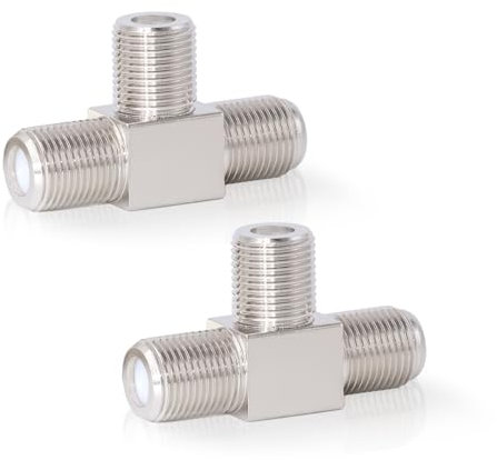 Elecbee Pack of 2 F Connector SAT Splitter Antenna Cable Adapter F Type Splitter Satellite Cable Connector for TV VCR Antennas TV Cable Satellite Tuner Antennas