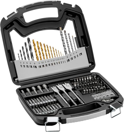 VEVOR 101 PCS Juego de Brocas Juego de Brocas para Taladro y Destornillador con Estuche de Transporte, Adecuadas para Taladrar y Atornillar Madera, Metal, Cemento