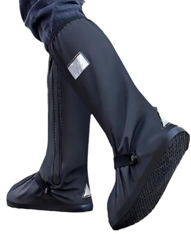 Eterspr Copriscarpe Impermeabili da Bicicletta, Copriscarpe da Bicicletta Pioggia, Copriscarpe Moto Ciclismo, Riutilizzabili Impermeabile,con Riflettori