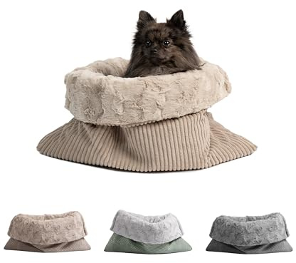 HS-Hundebett® Schlupfsack Cord-Exklusiv – Vielseitige Kuschelhöhle für Hunde und Katzen – Waschbar – Made in DE (Beige/Sand, 45x60 cm)