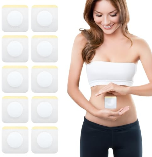 Castor Oil Patches for Belly Button – 10pcs Disposable Self-Adhesive Pads, Castor Oil Belly Button Patch for Detox & Relaxation, Non-Woven Anti-Leak Highly Absorbent Compress Pads