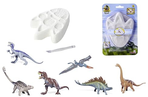 Simba Dino Ausgrabungs Fußabdruck – Dinosaurier freilegen, Ausgrabungsset mit Werkzeug, großer Grabblock in Fußabdruck Form, zufällige Auswahl aus 6 Figuren, 9-11 cm, Kinder ab 3 Jahre