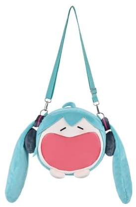 Jiumaocleu Miku Ryggsäckar Anime Ita Väska Stor Mun Skolväskor Ryggsäck för flickor Tecknad JK Cosplay Crossbody Axelväska för Miku Fans Anime Merch Gåvor, Liten Miku, 24.5*22.5CM