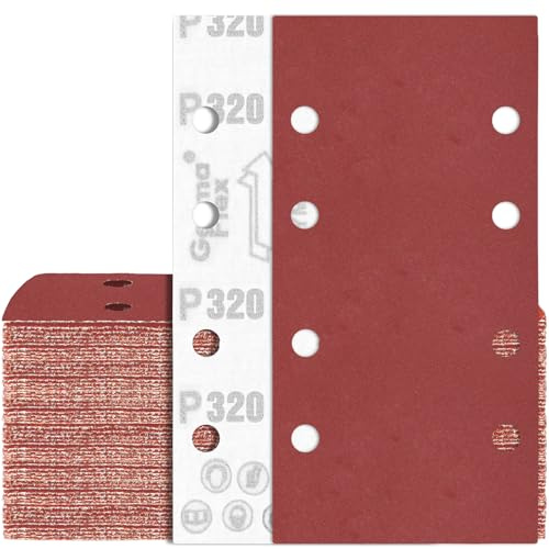 80Stück Schwingschleifer Schleifpapier 93x185 mm Klett P320 8 Löch Schleifblatt